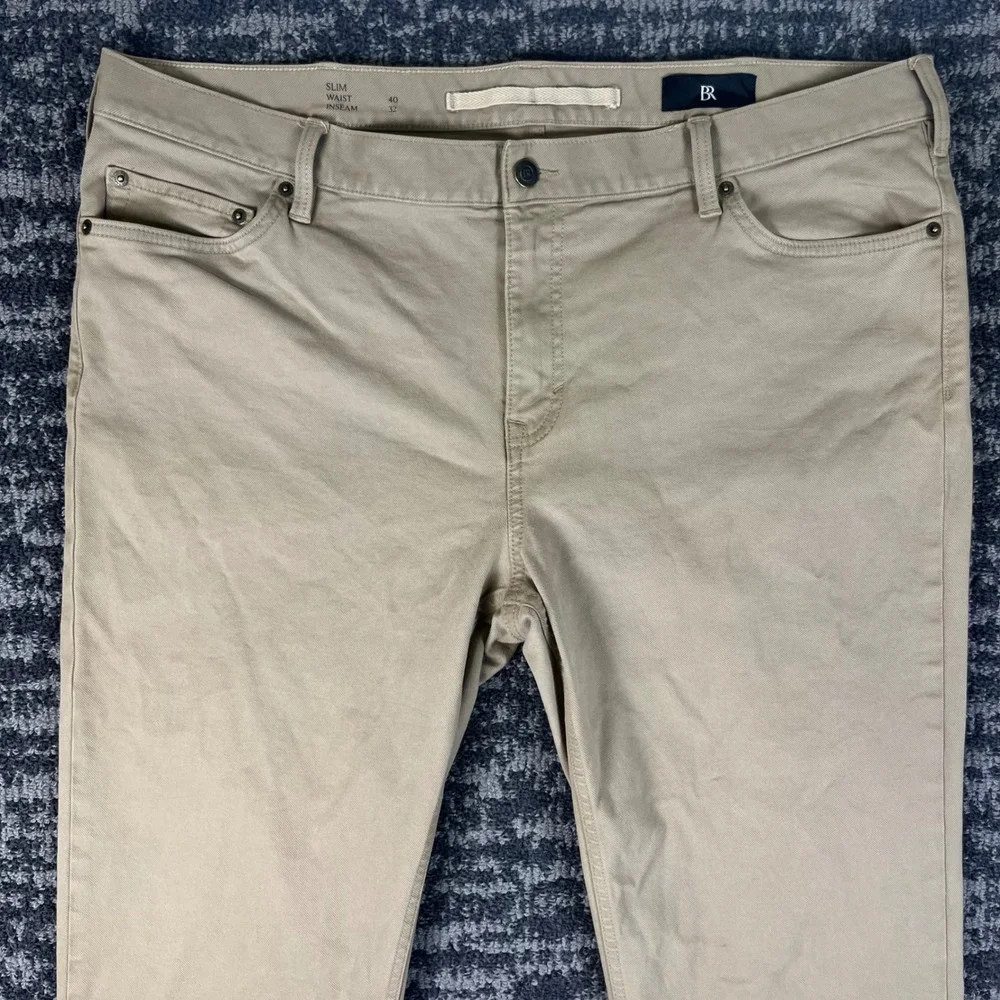 Banana Republic Slim Twill Traveler Pants Mens 40x32 Khaki Tan Stretch